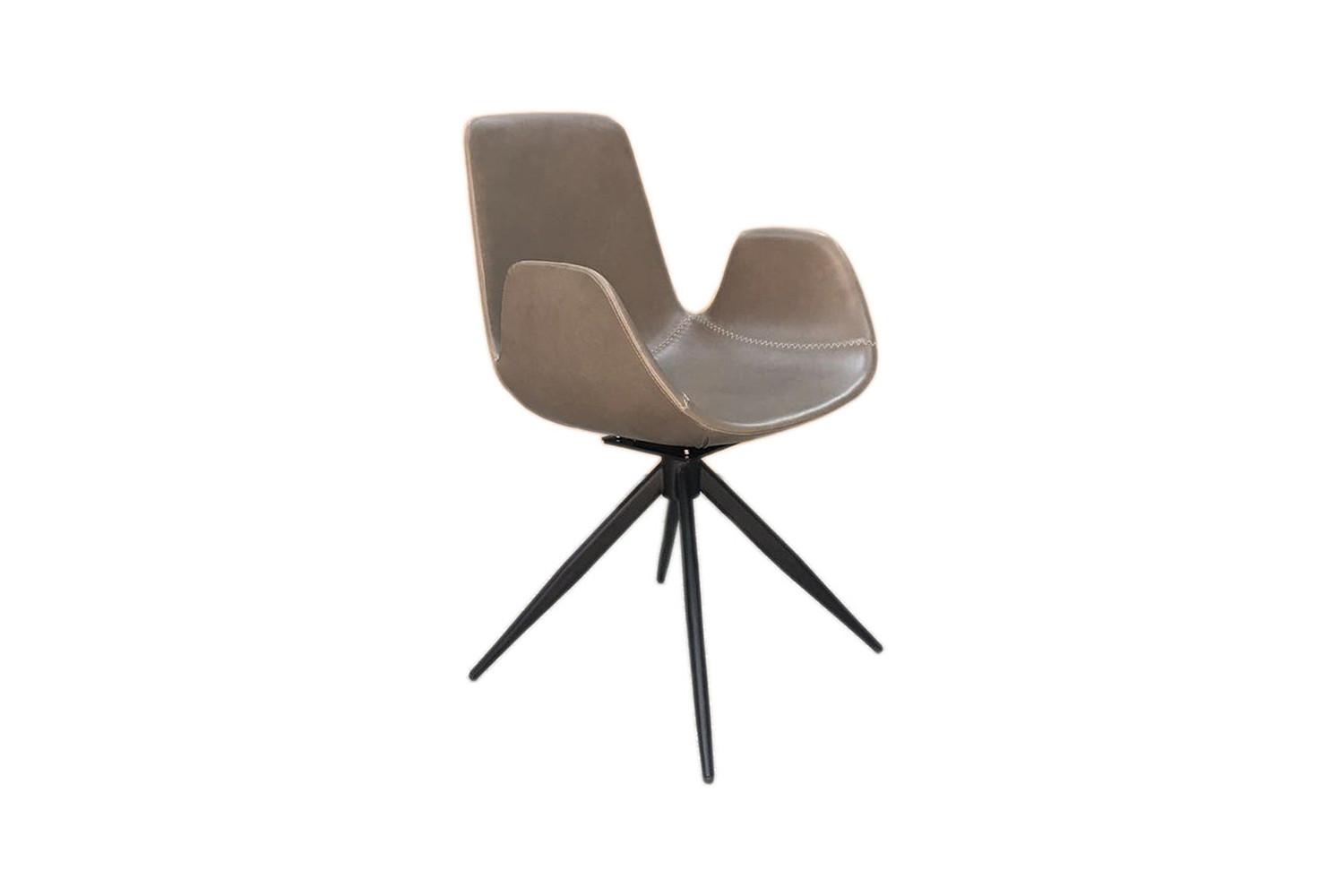 DREHSTUHL QUEN Grau Kunstleder Drehbar (180°) - Grau, Leder (55/82/55cm) - KAWOLA