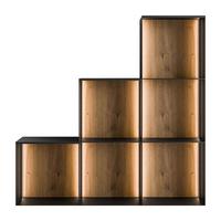 METALLREGAL QUADRO V mit LED-Beleuchtung - Schwarz/Eiche Artisan, Holzwerkstoff (99/99/20cm) - Lookway