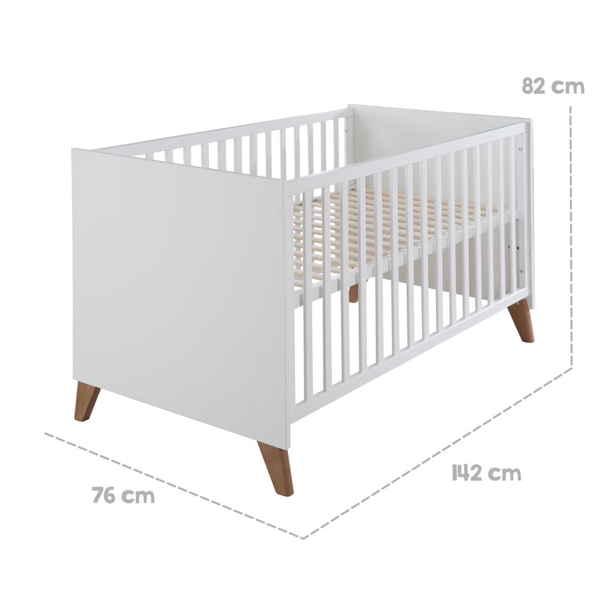 BABYBETT Ole 70 x 140 cm - Weiß, Holzwerkstoff (70/140cm) - Roba