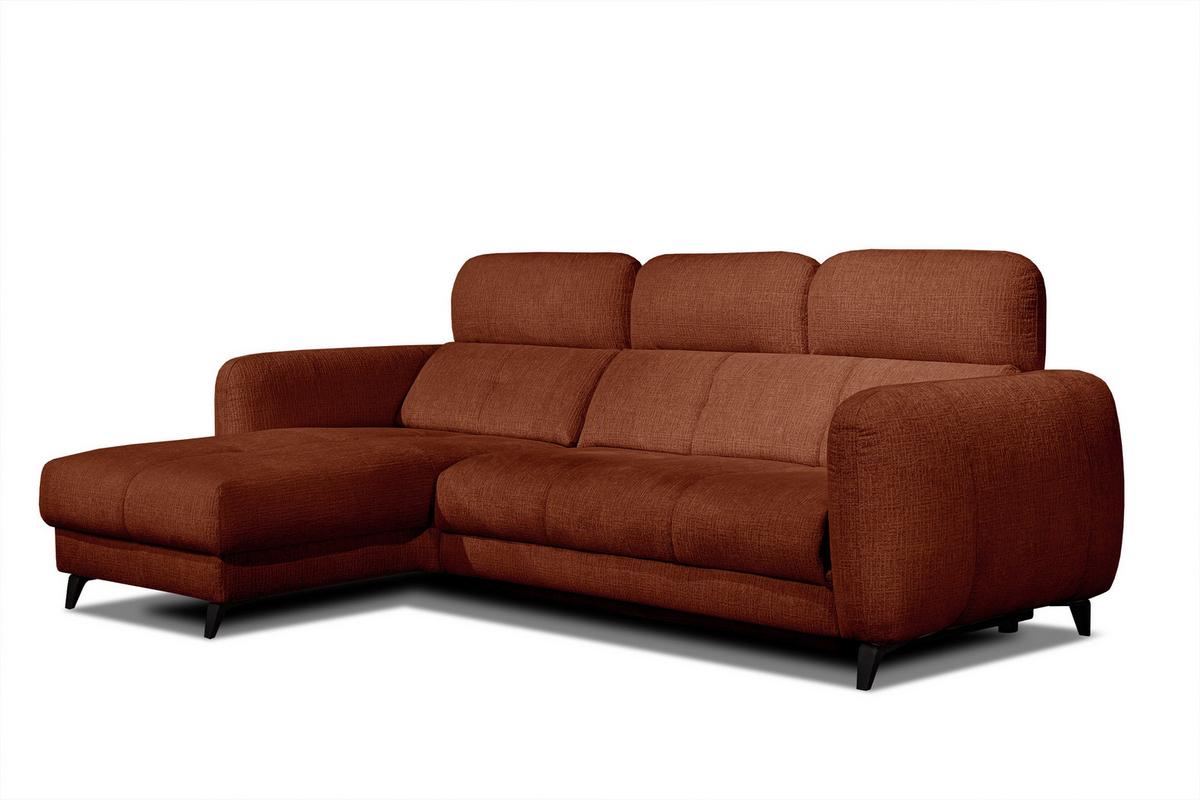ECKSOFA SVEN 3-Sitzer, 1 Relax XL, verstellbare Kopfstützen, rot - Rot/Schwarz, Holzwerkstoff/Textil (256/163cm) - Wozimo