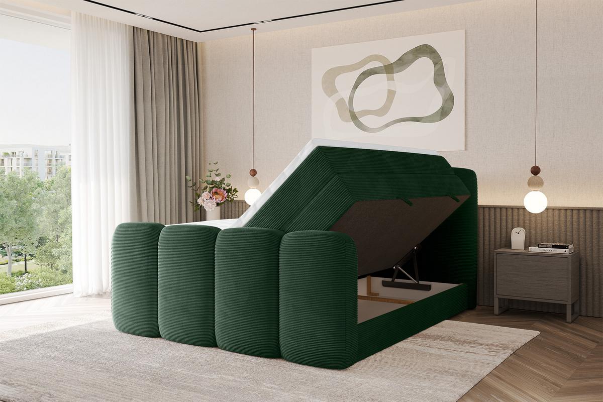 BOXSPRINGBETT mit Matratze H3/H4 - NINA-Z KING - 140x200 cm Grün - Waldgrün, Holzwerkstoff (140/200cm) - ALTDECOR