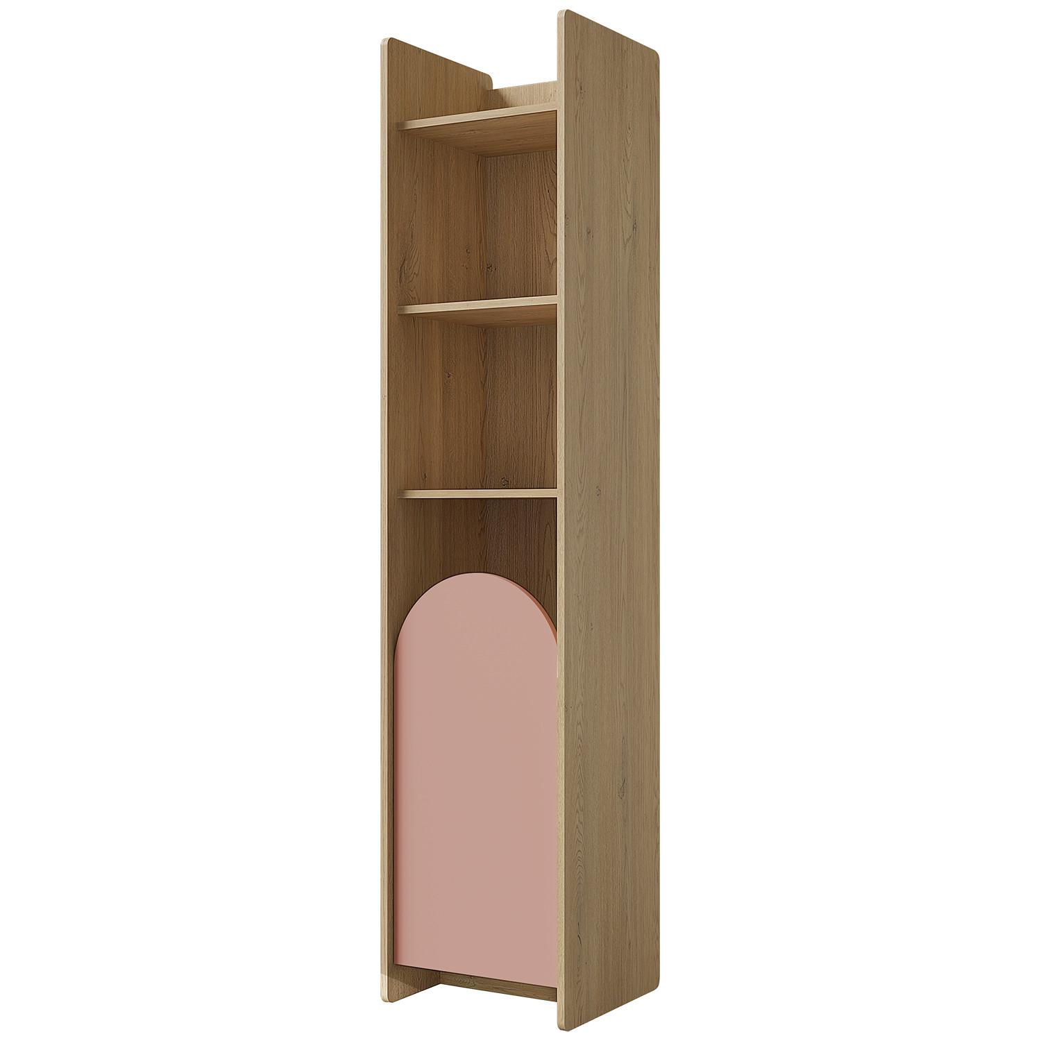 BÜCHERREGAL Lena mit Tür und offenen Fächern, 43 cm, für Jugendliche, Eiche Cremona/Macadamia/Puderrosa, Rechts - Eichefarben/Beige, Holzwerkstoff (43/198/40cm) - Beautysofa