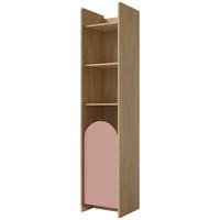 BÜCHERREGAL Lena mit Tür und offenen Fächern, 43 cm, für Jugendliche, Eiche Cremona/Macadamia/Puderrosa, Rechts - Eichefarben/Beige, Holzwerkstoff (43/198/40cm) - Beautysofa