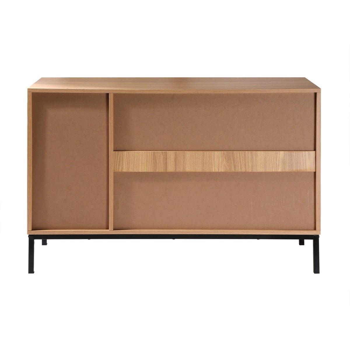 SIDEBOARD mit 2 türen und 2 offenen fächern in holzrillenoptik tara 40/72/110 cm - Eschefarben, Holzwerkstoff (110/72/46cm) - Calicosy