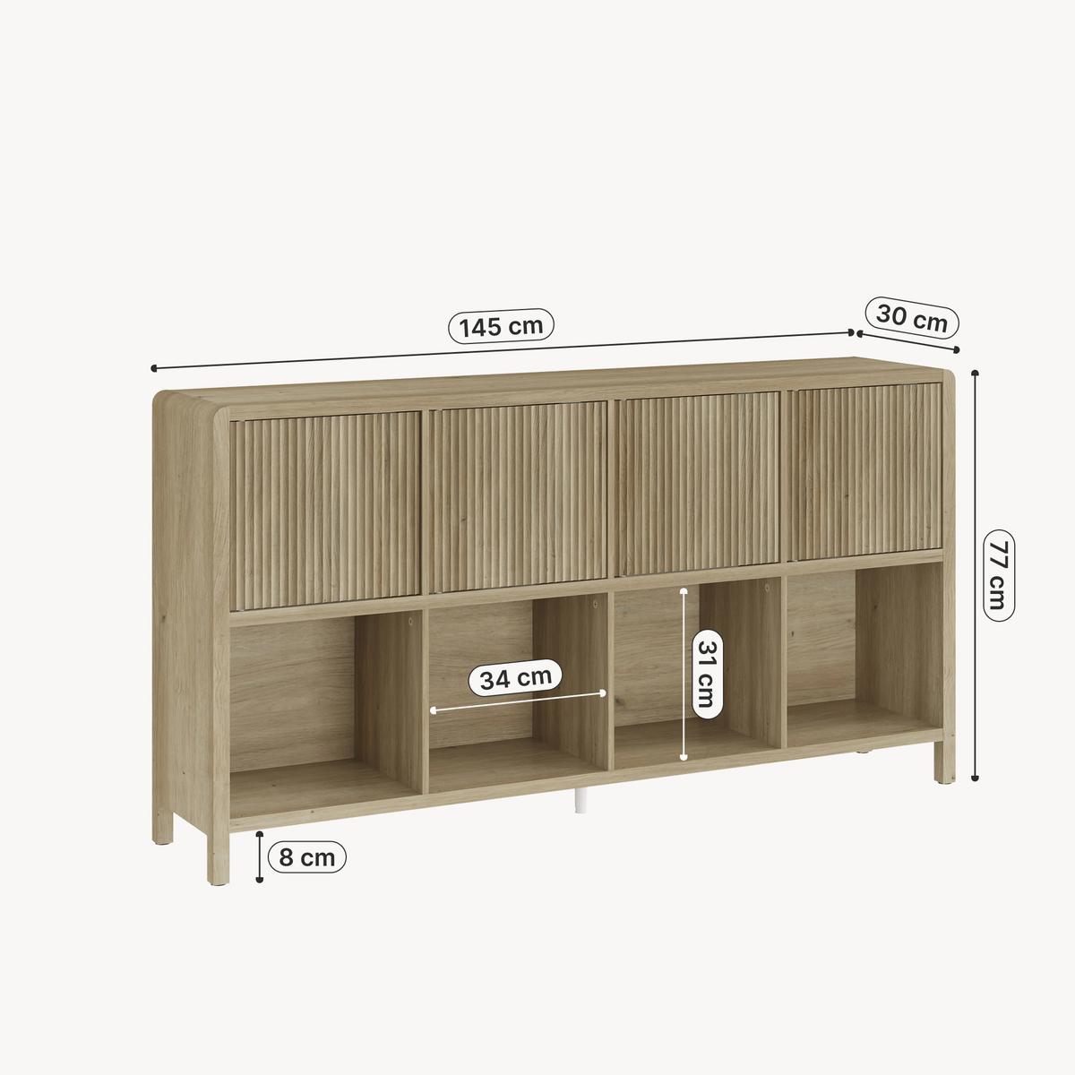 SIDEBOARD Lukkodso - Alteiche, Holzwerkstoff (145/76.5/30cm) - [en.casa]