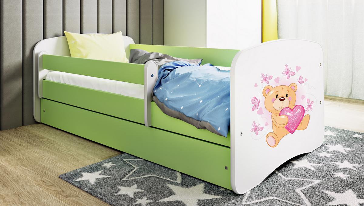 KINDERBETT Schmetterlingsbär mit Schublade 160/80 90/61/164 - Grün, Holzwerkstoff (80/160cm) - RAUMHIRSCH FURNITURE