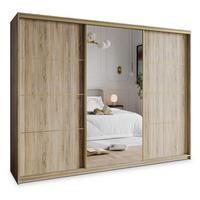 SCHWEBETÜRENSCHRANK VARO 270/205/60 cm 3-türig mit Spiegel Sonoma Eiche - Sonoma Eiche, Holzwerkstoff (270/205/60cm) - MASSENO