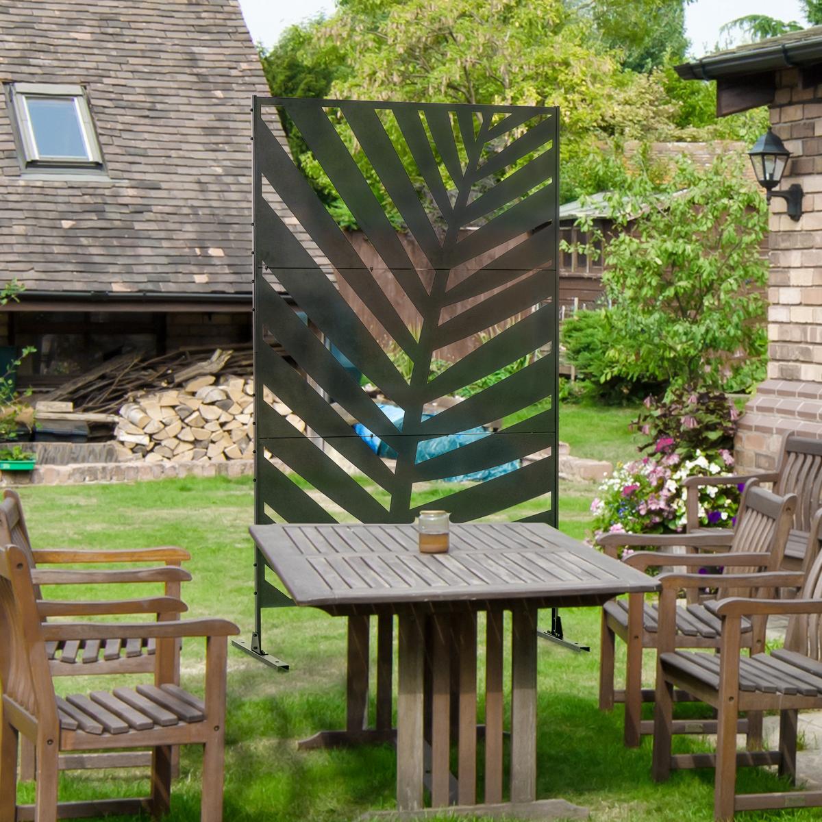 GARTENSICHTSCHUTZ, Stahl, Schwarz - Schwarz, Metall (45/198cm) - Outsunny
