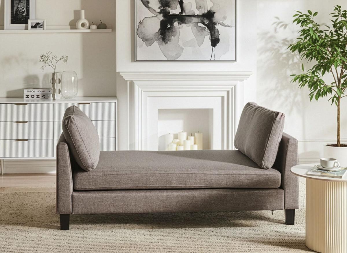 CHAISELONGUE Stoff Taupe Archiane - Taupe/Beige, Textil (170/60/85cm) - Beliani