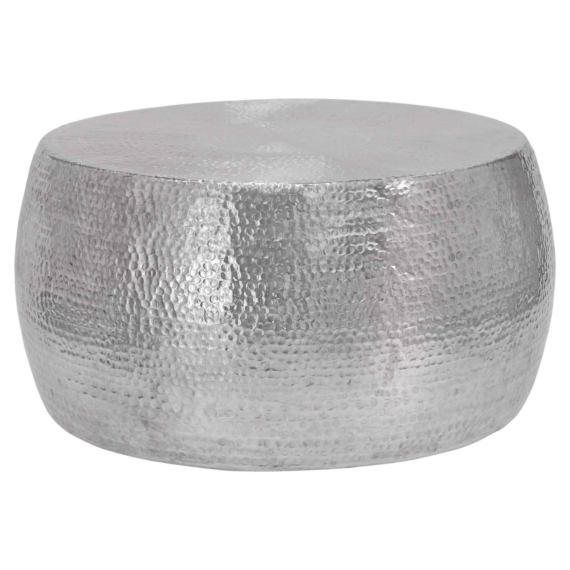 COUCHTISCH Ø90x45 cm rund Silber aus Aluminium Hammerschlag-Optik - Silberfarben, Metall (90/90/45cm) - WOMO-DESIGN