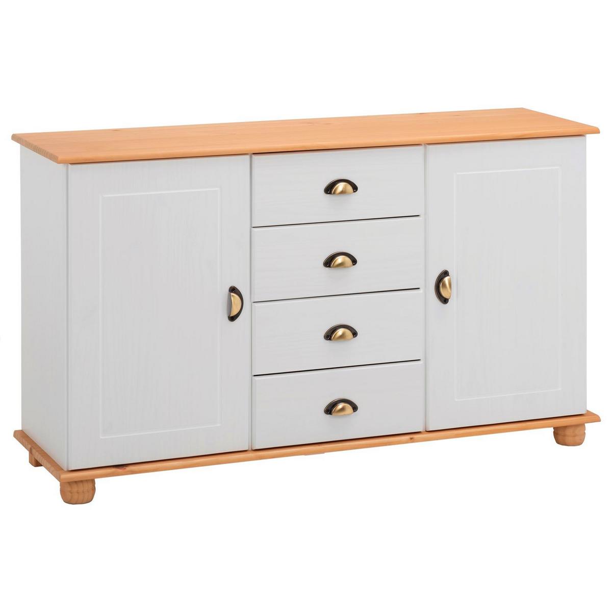 APOTHEKERKOMMODE COLMAR weiß/braun - Weiß/Braun, Holz (133/79/39cm) - IDIMEX