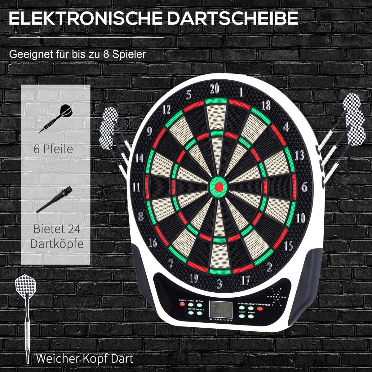 ELEKTRONISCHE Dartscheibe - Schwarz, Kunststoff (50/44cm) - HOMCOM