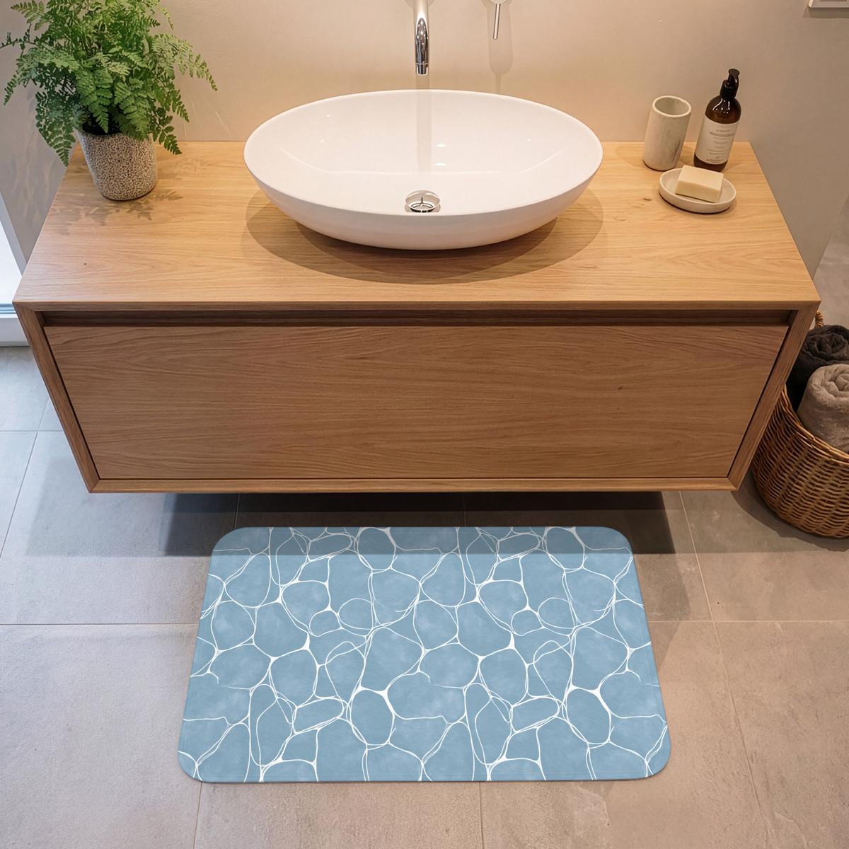 BADEMATTE Organisch - Muster - Blau 80x50 cm - Hellblau, Textil (80/50cm) - OnlyWow