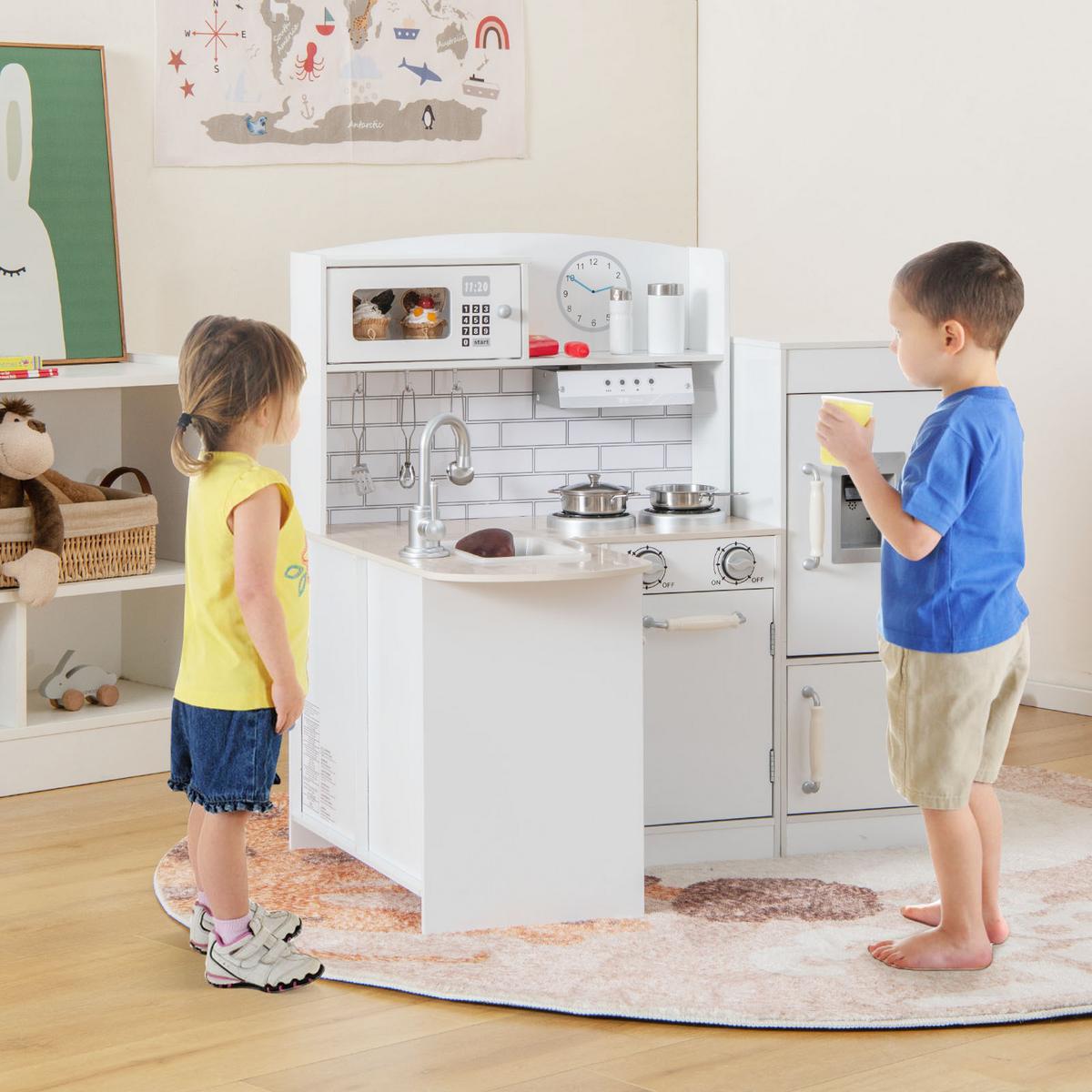 SPIELKÜCHE Weiß - Weiß, Holzwerkstoff (65/85/60cm) - COSTWAY