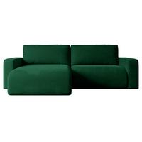 ECKSOFA mit Schlaffunktion und Bettkasten KLEEA-L - 247x143x83 cm Grün Velours - Schwarz/Grün, Holzwerkstoff/Kunststoff (247/143cm) - ALTDECOR