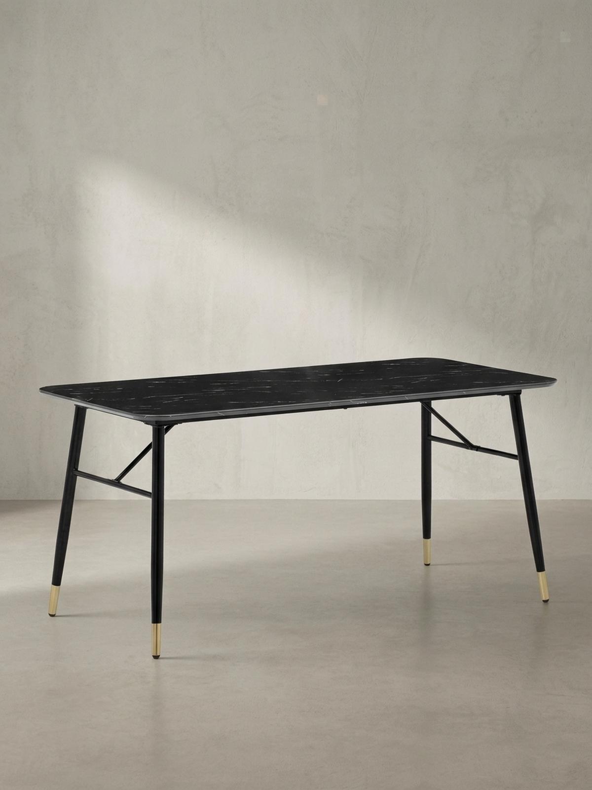 ESSTISCH Marmoroptik Metall Rechteckig Modern Klein, Schwarz 160x80x76 cm - Goldfarben/Schwarz, Holzwerkstoff/Metall (80/160/76cm) - KADIMA DESIGN