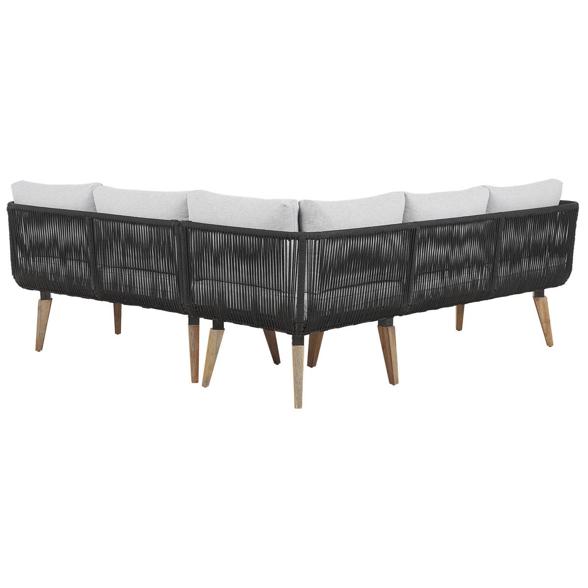 LOUNGE-SET 5-Sitzer Akazienholz Schwarz Alcamo - Schwarz, Holz - Beliani