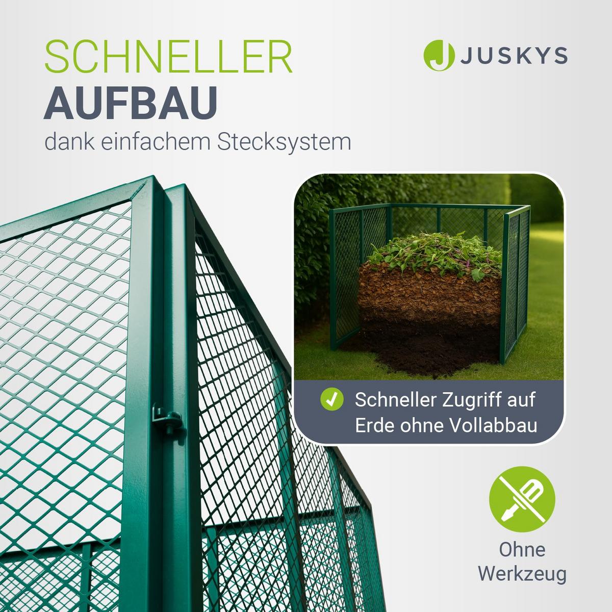 KOMPOSTER Metall dunkelgrün 800L - Grün, Metall (100/80/100cm) - Juskys