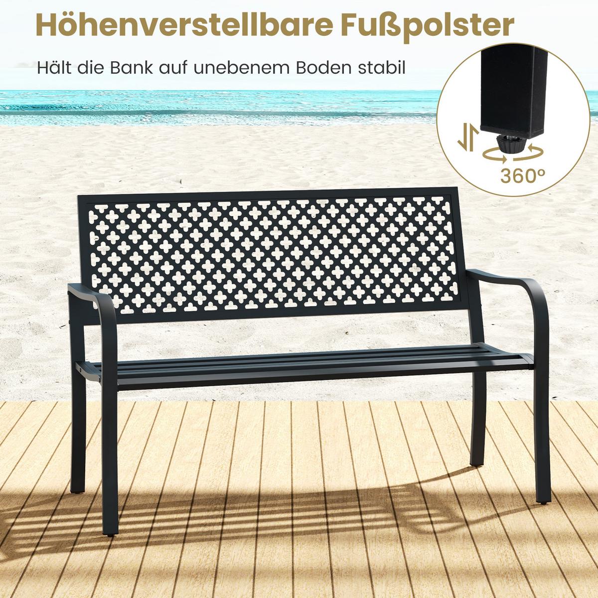 GARTENBANK Schwarz - Schwarz, Metall (127/86/62cm) - COSTWAY