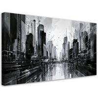 LEINWANDBILD Stadt Architektur Abstraktion Gebäude 100x50cm - Schwarz, Textil (100/50cm) - Feeby