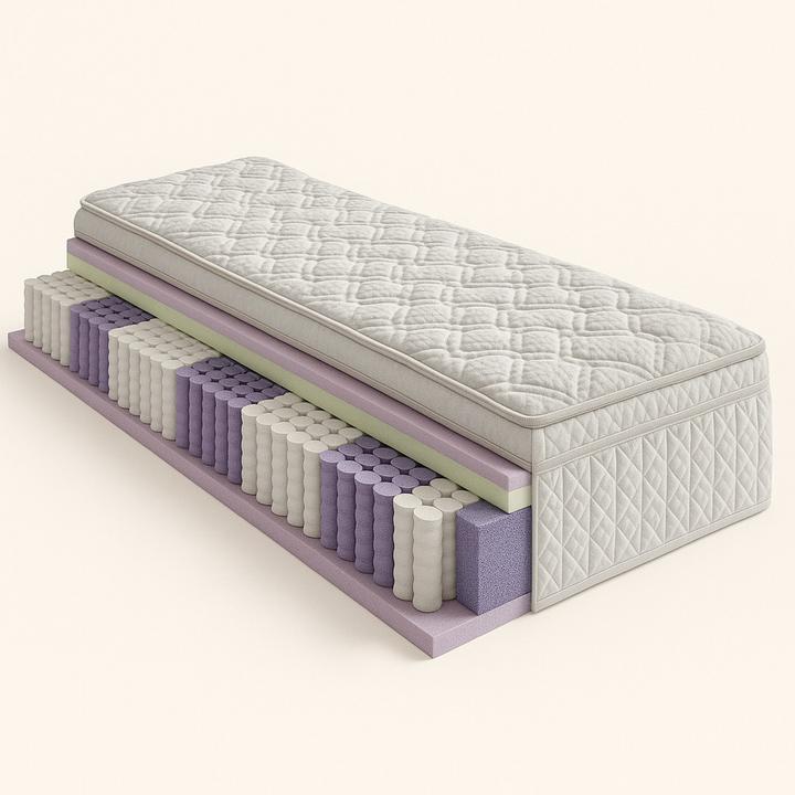 Boxspringbettmatratze auf beigen Hintergrund