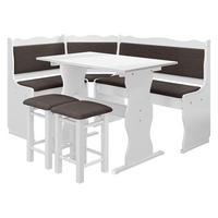 ECKBANKGRUPPE Mini - Dunkelbraun/Weiß, Holz (145/87/105cm) - MIRJAN24