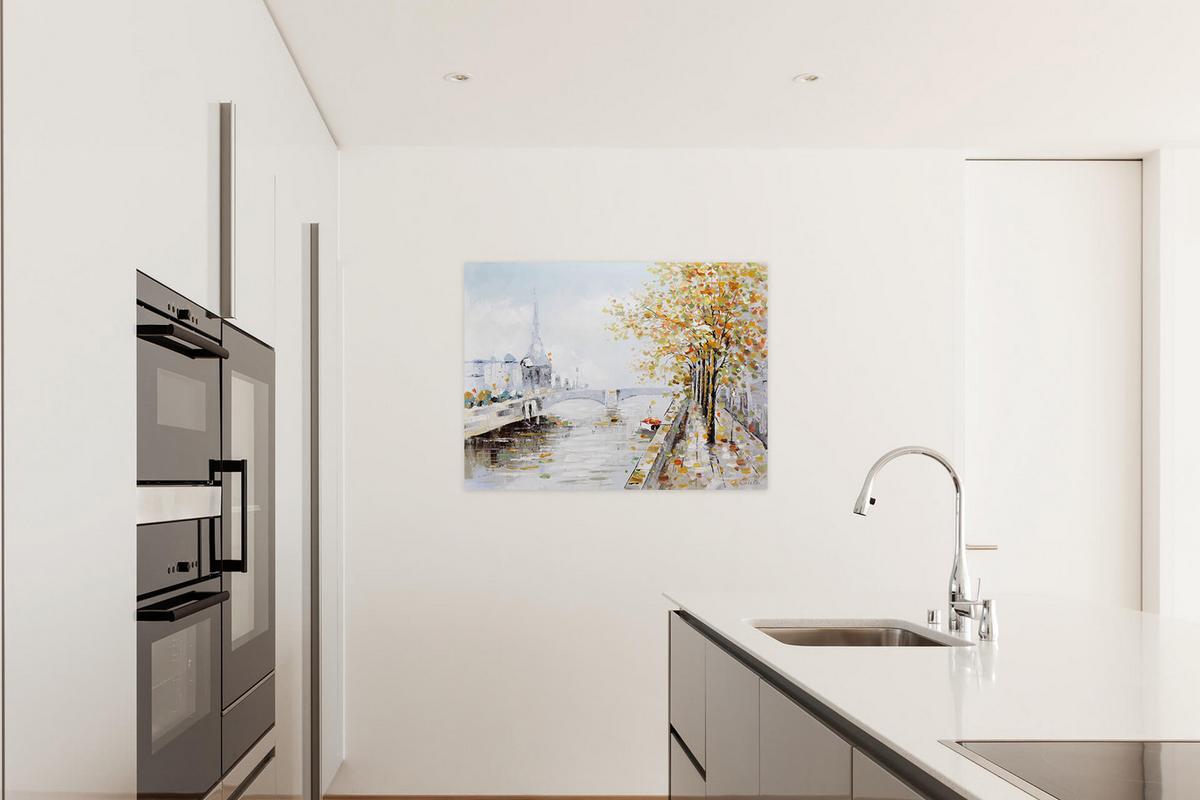 ÖLGEMÄLDE 100/75 cm - Blau, Holz/Textil (100/75cm) - KUNSTLOFT