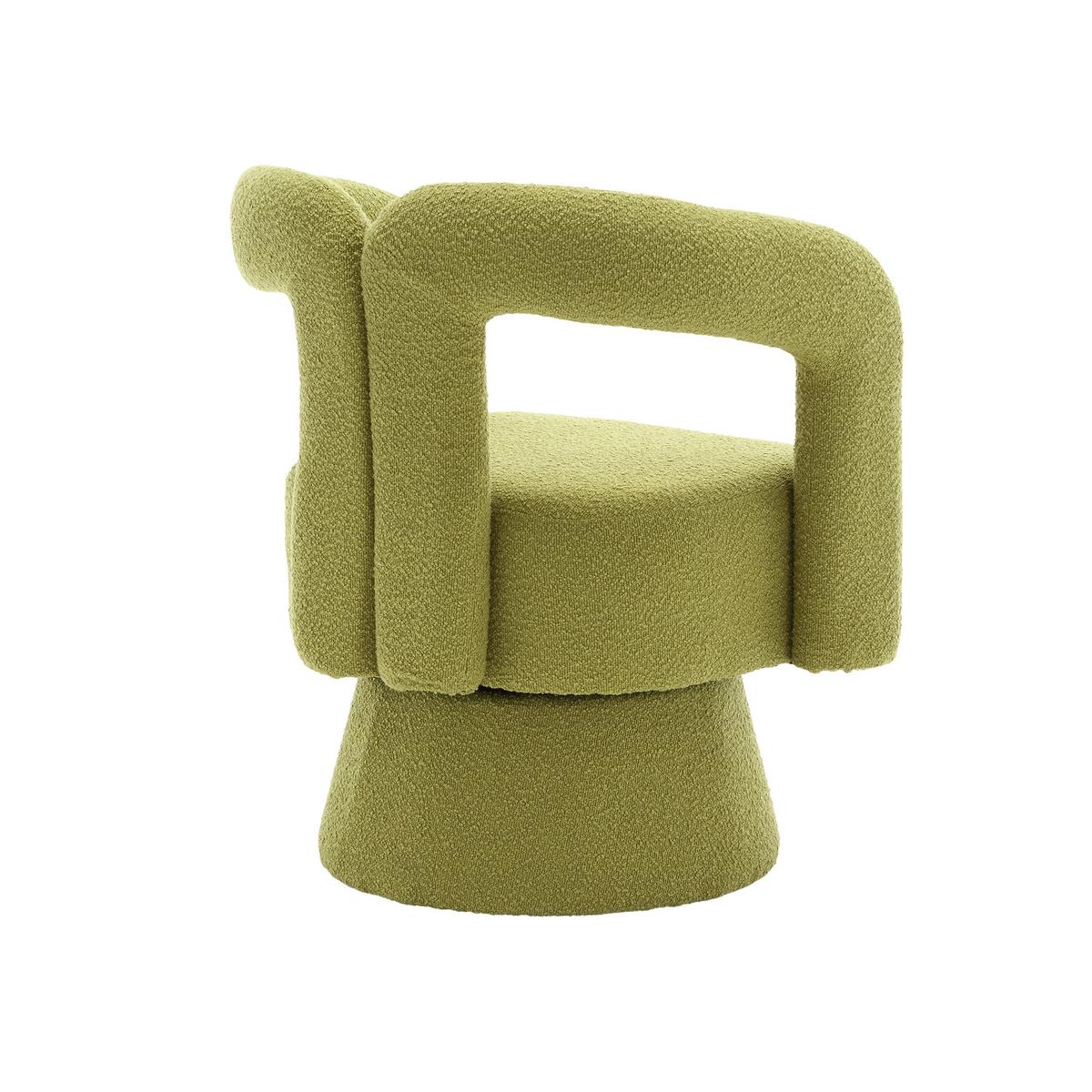 DREHSESSEL 360° Boucle Akzentstuhl Polstersessel für Wohnzimmer & Büro - Olivgrün, Textil (67/74/55cm) - Urban Meuble