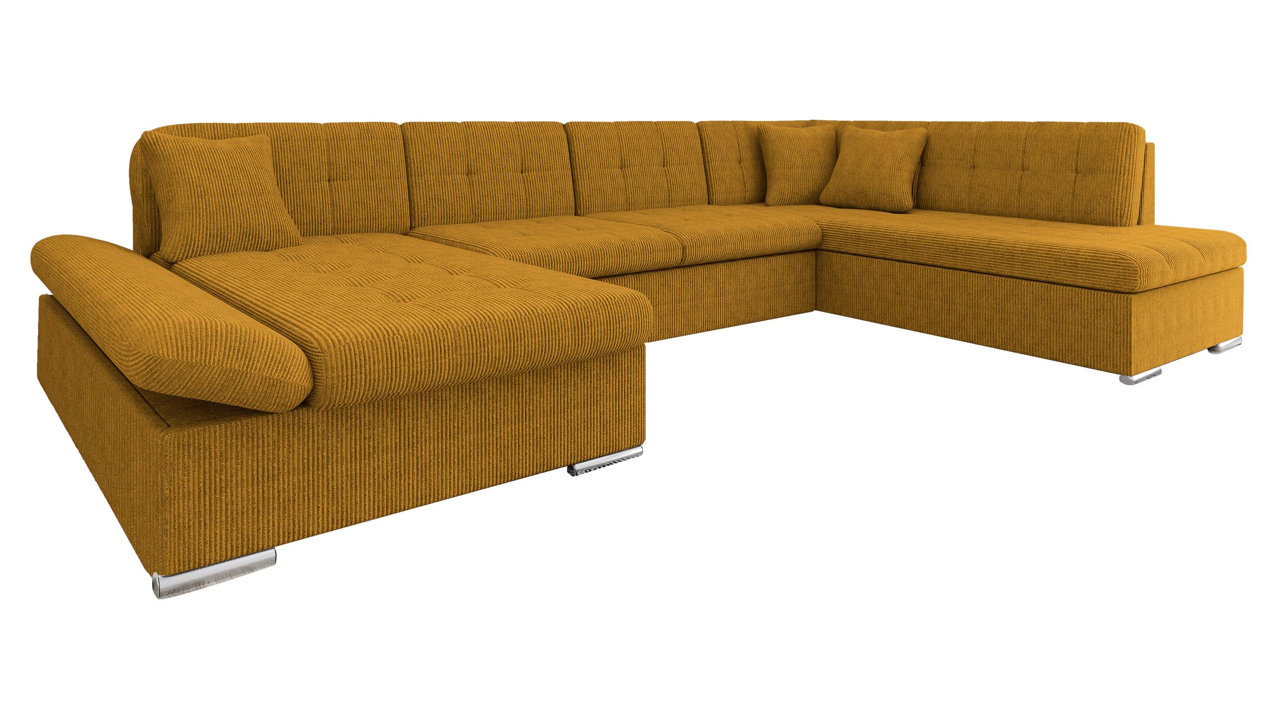 WOHNLANDSCHAFT Bergen Cord, Seite: Links - Silberfarben/Bronzefarben, Holz/Textil (345/76/205cm) - MIRJAN24