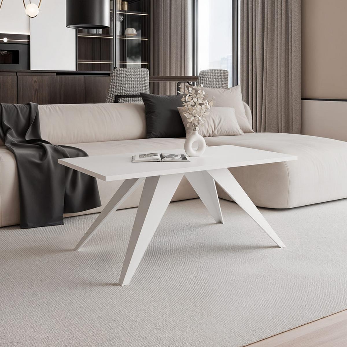COUCHTISCH AIRA 120/60/48 cm Rechteckig, Weiß - Weiß, Metall (60/120/48cm) - Idohome