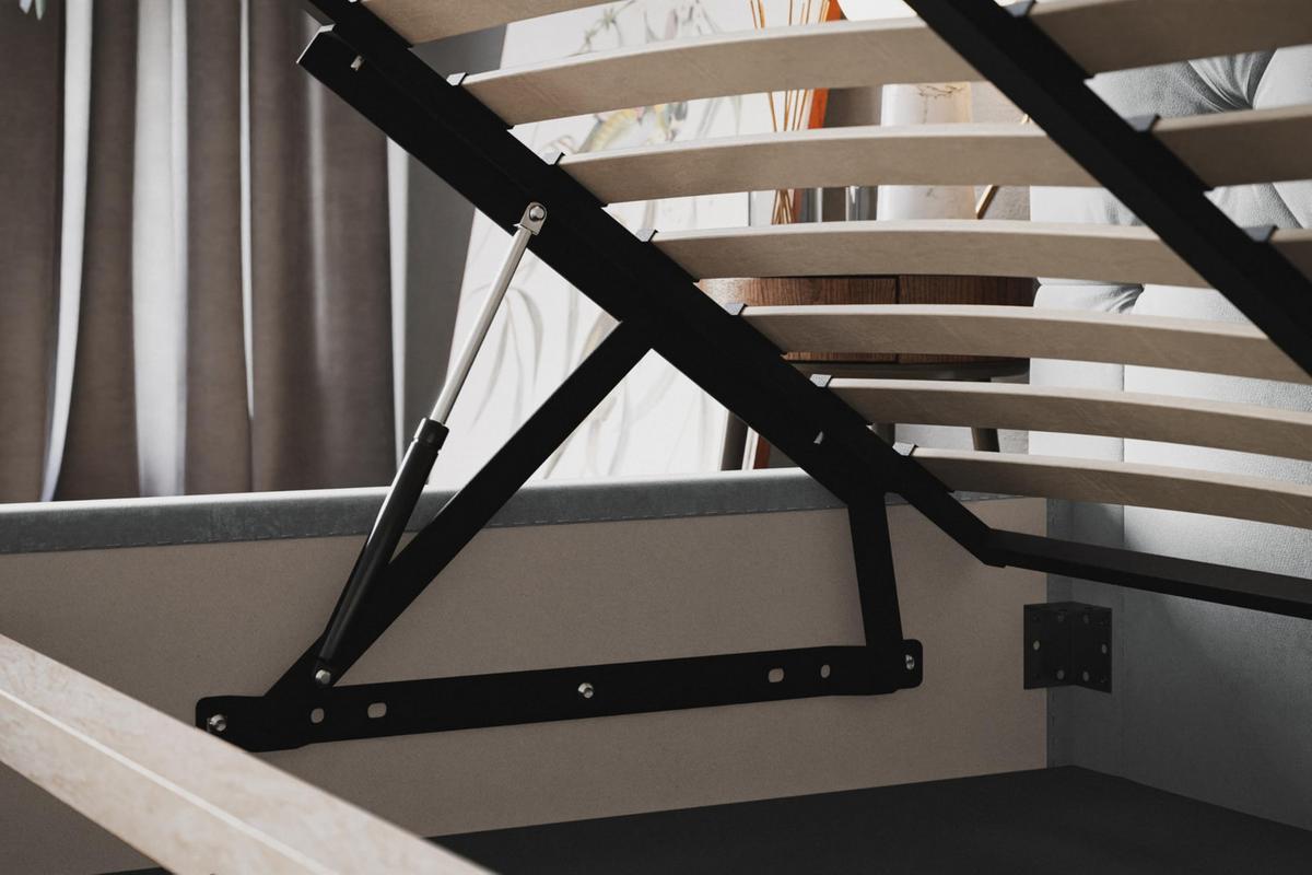 BETT 120x200 - Polsterbett mit Bettkasten und Metallrahmen - Elegant Betten - Weicher Jasminstoff - Kollektion Boston, Grau - Grau, Holz/Textil (120/200cm) - Alpi-Möbel