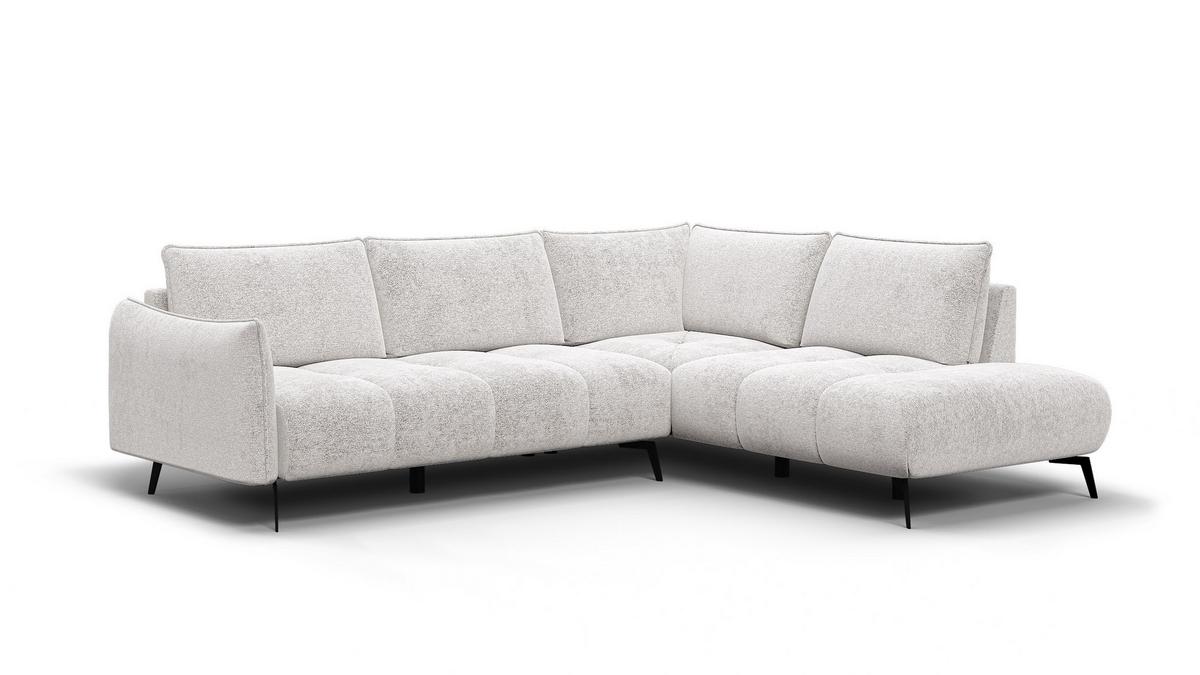 ECKSOFA AERA 5-Sitzer rechts, ecru - Ecru/Schwarz, Holz/Textil (268/206cm) - Wozimo