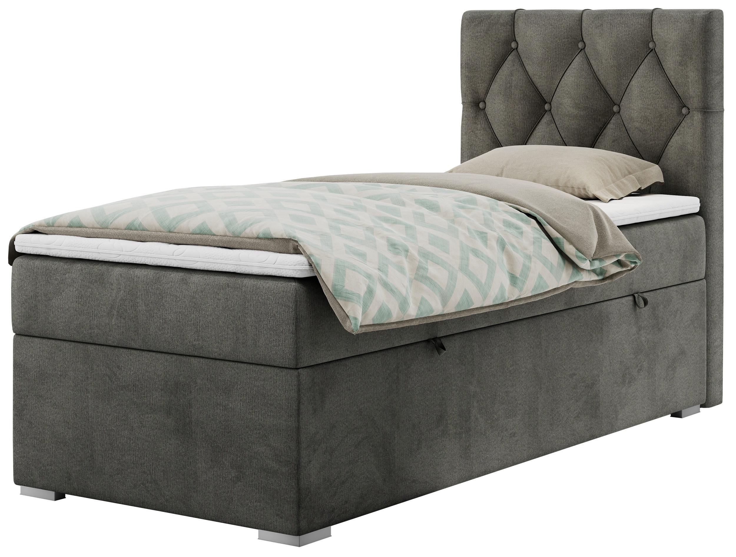 BOXBETT ALDA 90/200 Dunkelgrau Velvet - H3 - Rechts Seite - Dunkelgrau, Holz/Textil (90/200cm) - MKS