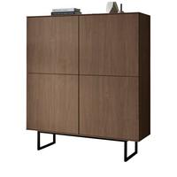 HIGHBOARD in Nussbaum 115 x 137 cm, Kommode mit Push-to-Open - Nussbaumfarben/Schwarz, Holzwerkstoff/Metall (115/137/40cm) - Furn.Design