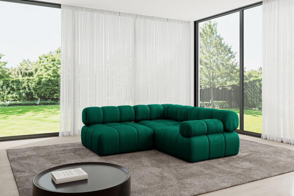 ECKSOFA modulares Sofa Mende-L1 - 190x190x70 cm Dunkelgrün Velours - Dunkelgrün, Holzwerkstoff/Textil (190/190cm) - ALTDECOR