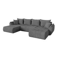 WOHNLANDSCHAFT mit Schlaffunktion und Bettkasten TOKO-U 378x194x86 Dunkelgrau Cord - Dunkelgrau/Schwarz, Holzwerkstoff/Kunststoff (378/86/194cm) - ALTDECOR