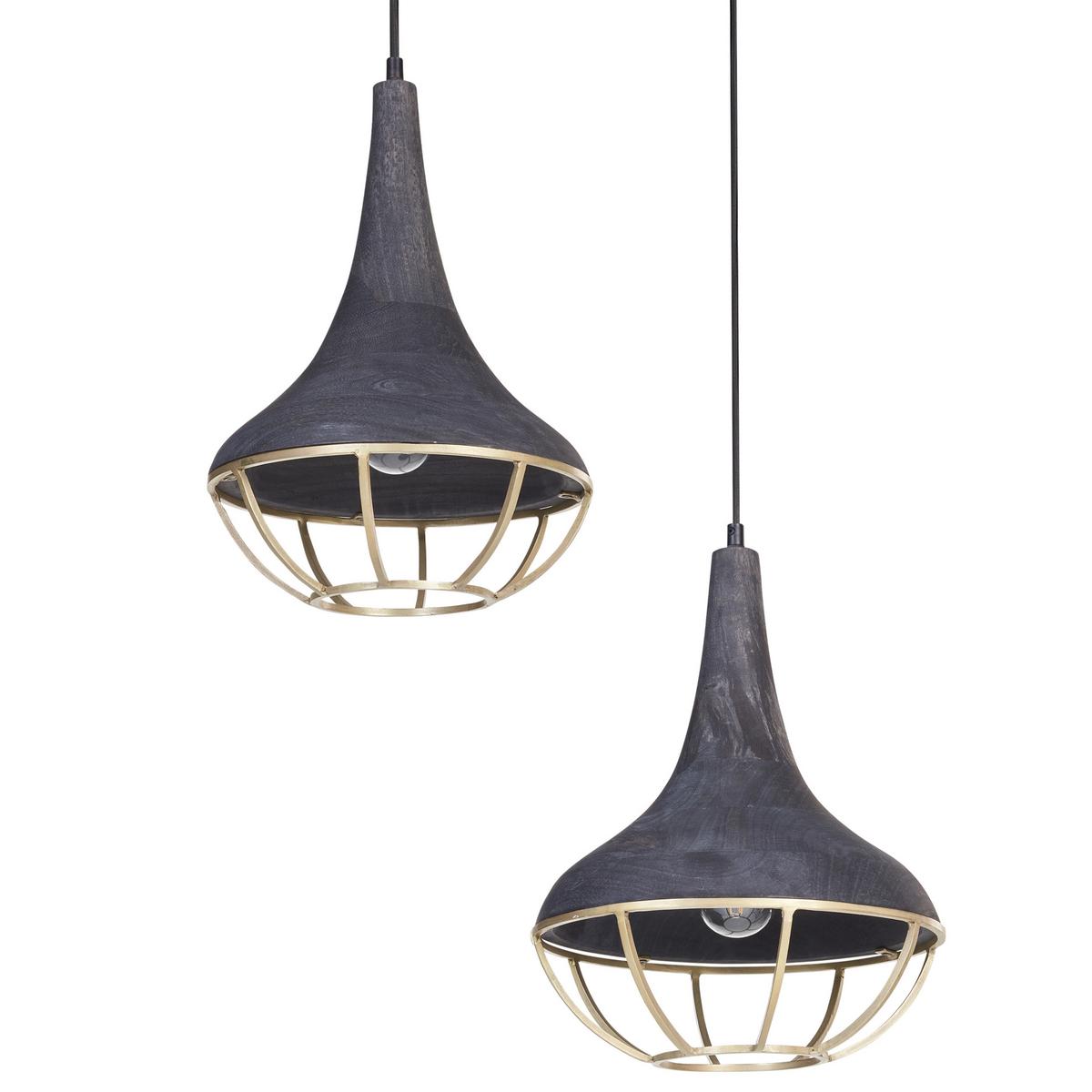 HÄNGELEUCHTE Bagmati 36/36/150 cm - Schwarz, Holz (36/36/150cm) - Beliani