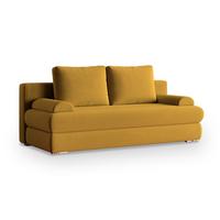 SCHLAFSOFA ASPERO Gelb Plüsch-Stoff mit Schlaffunktion - Gelb, Holz (200/95/75cm) - MASSENO