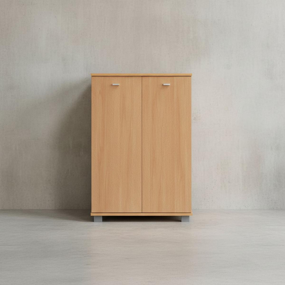SCHUHSCHRANK Holz mit 2 Türen und 3 Einlegeböden, Braun 60x35x90 cm - Braun/Grau, Holz/Kunststoff (60/90/35cm) - KADIMA DESIGN