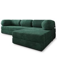 ECKSOFA ETERA modulares Boneless Sofa mit Schlaffunktion Grün Kordstoff - Grün, Textil (270/160cm) - MASSENO
