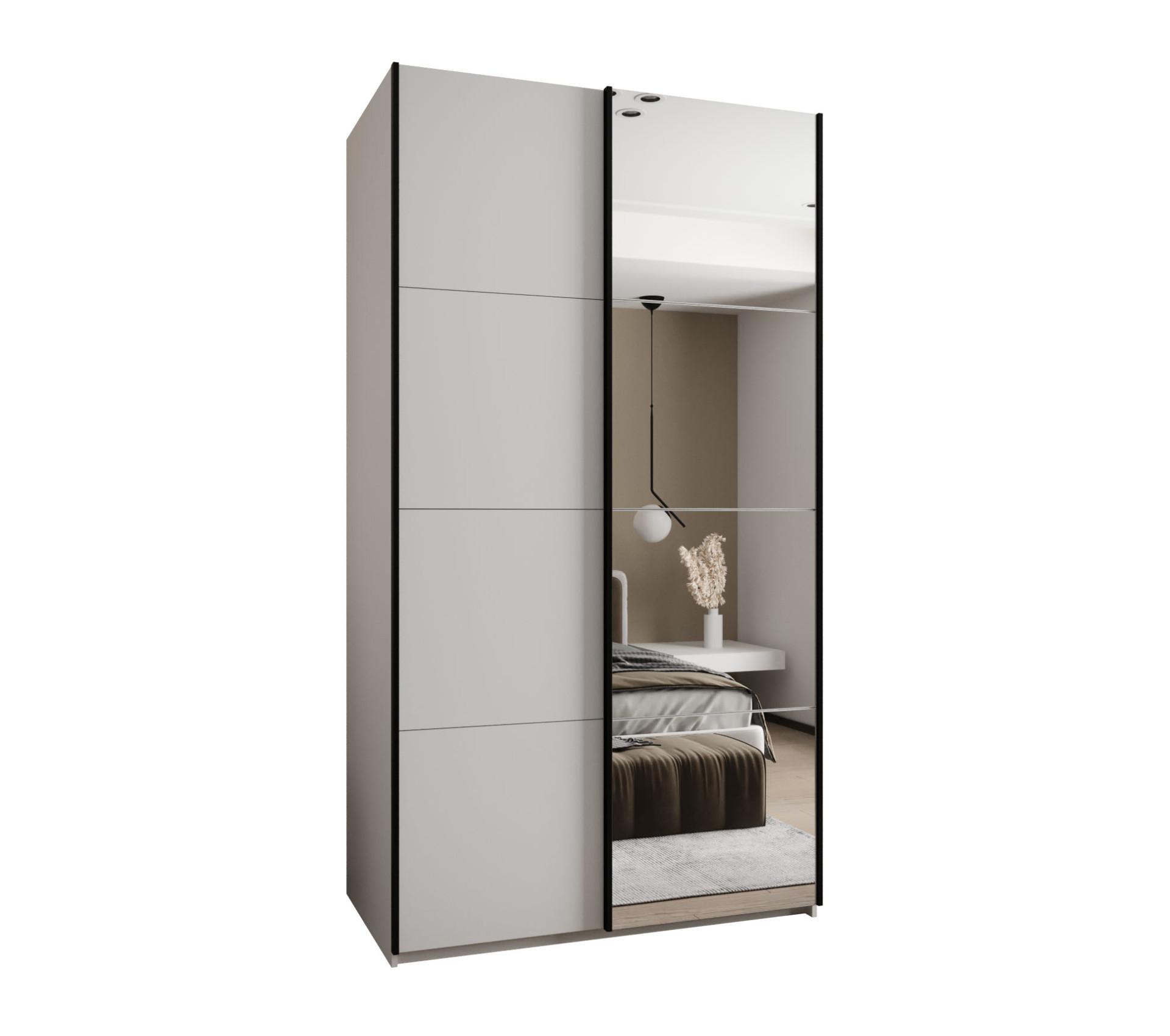 SCHWEBETÜRENSCHRANK 245,5/130/64 2-türig - Schwarz/Weiß, Holz/Metall (130/245/64cm) - Abiks Möbel