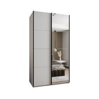 SCHWEBETÜRENSCHRANK 245,5/140/64 2-türig - Schwarz/Weiß, Holz/Metall (140/245/64cm) - Abiks Möbel