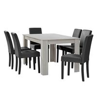 TISCHGRUPPE Forssa - Eichefarben/Dunkelgrau, Holz/Holzwerkstoff (140/77/90cm) - [en.casa]