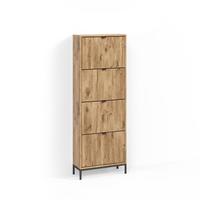 SCHUHKIPPER Aterno Viking Oak 60 x 168 cm mit 4 Klappschubladen - Eichefarben, Holzwerkstoff (60/168/24cm) - Livinity®