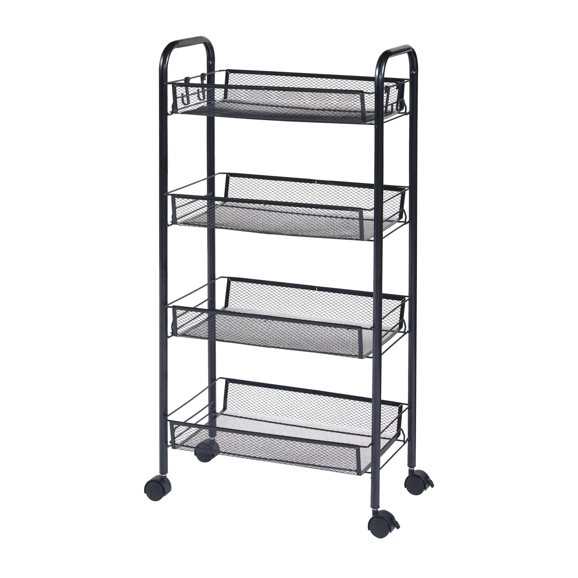 ROLLWAGEN Tromsø - Schwarz, Metall (44/83/26cm) - [en.casa]