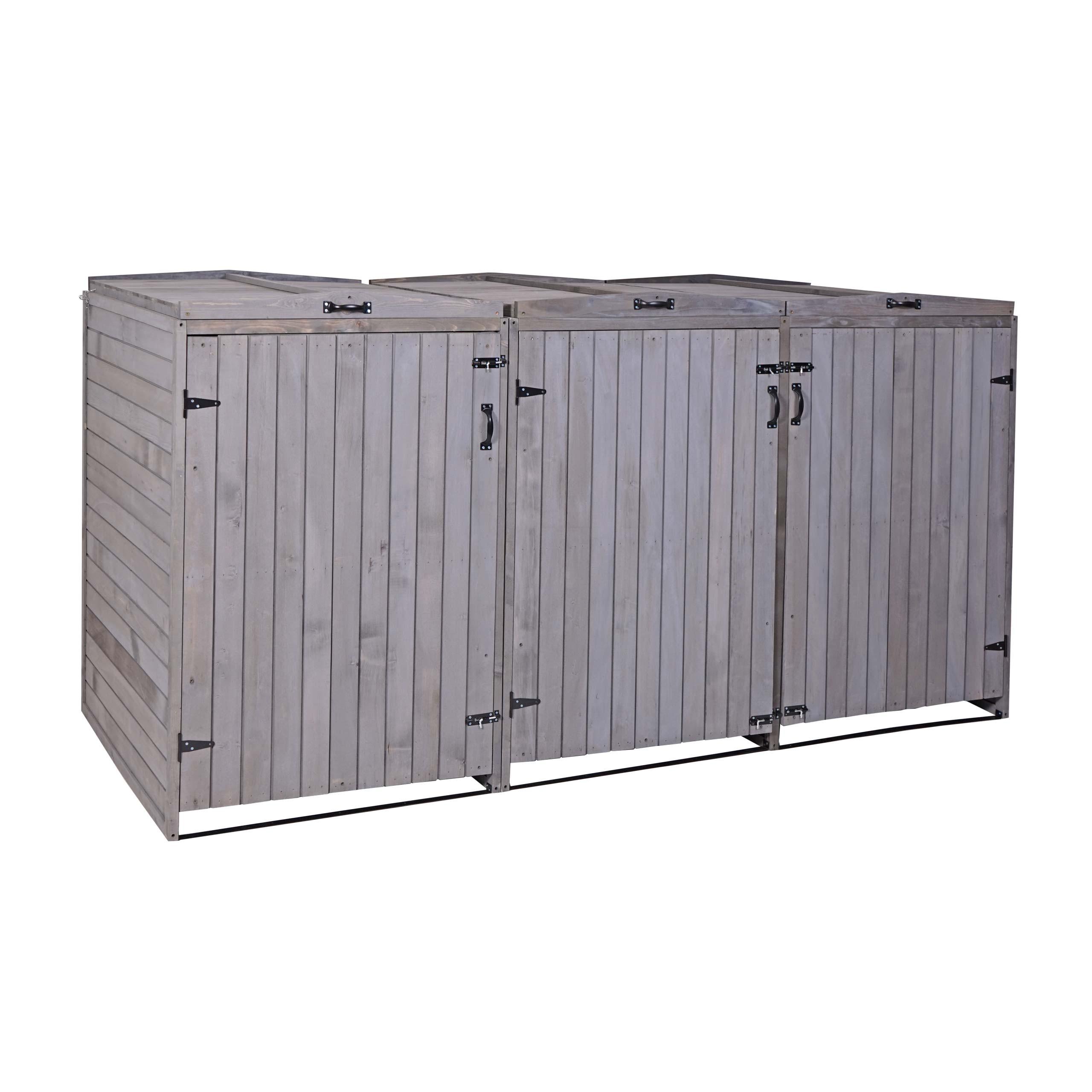 3ER-/6ER-MÜLLTONNENVERKLEIDUNG Anthrazit, Grau - Anthrazit/Grau, Holz (237/126/98cm) - MCW