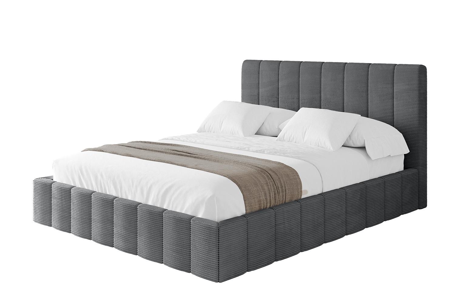 POLSTERBETT mit Bettkasten und Lattenrost, Bett mit Matratze H3/H4 - FINO 180x200 Dunkelgrau - Anthrazit, Holzwerkstoff/Textil (180/200cm) - ALTDECOR