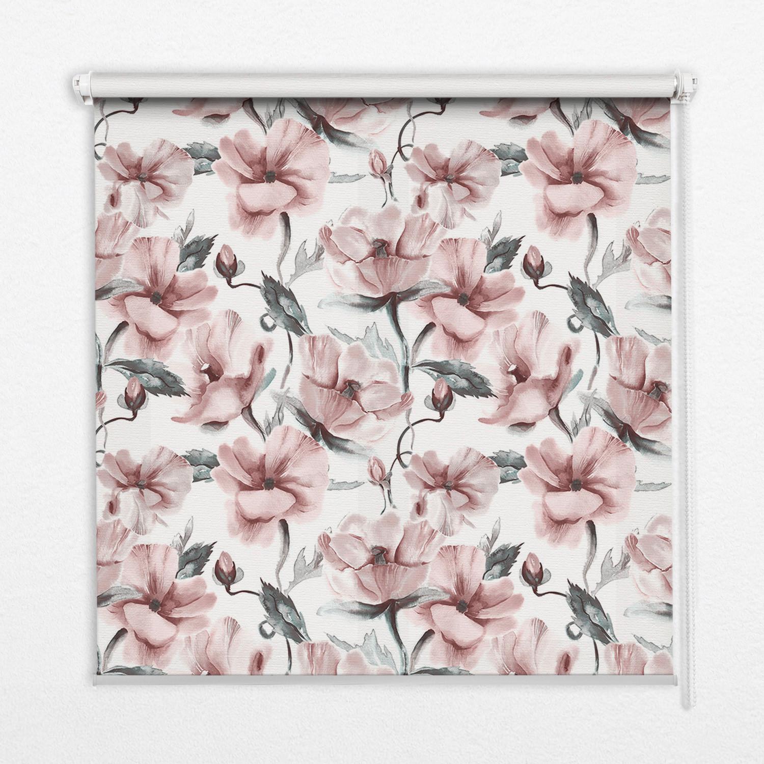 INNENROLLO - Fensterrollo - Rollo - 150x140 cm - Rosa Blüten - Pink, Kunststoff (150/140/0.5cm) - TULUP