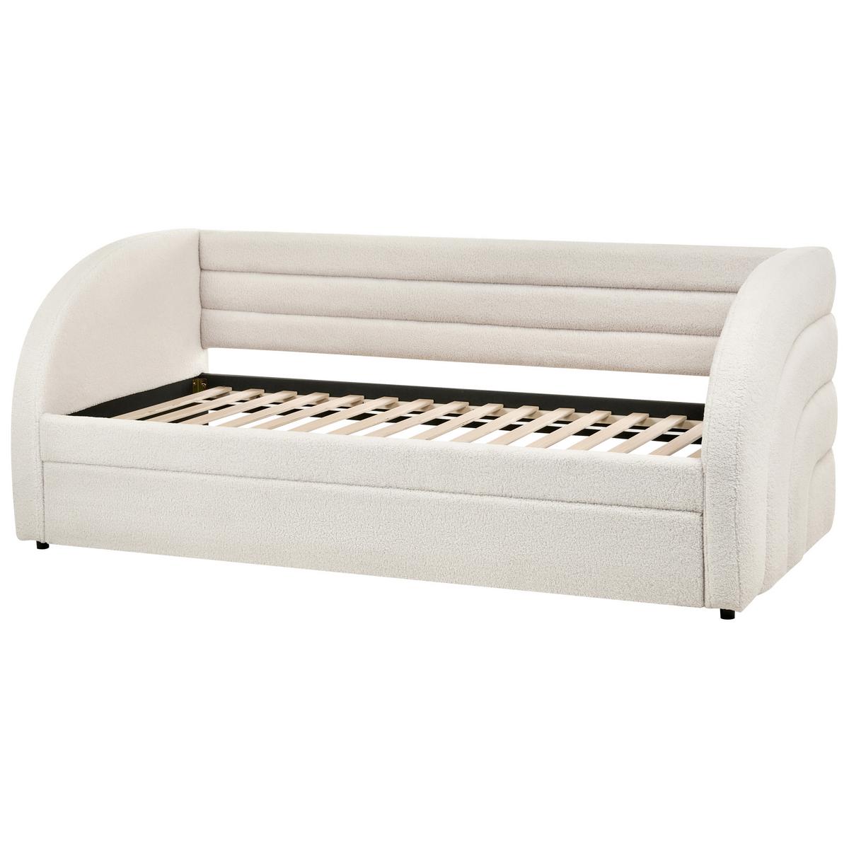 AUSZIEHBETT Bouclé 90/200 cm Weiß Albiac - Weiß, Textil (90/200cm) - Beliani