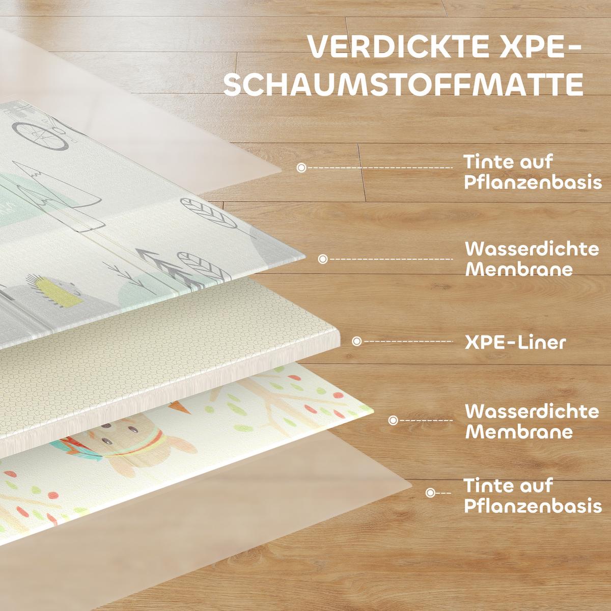 KRABBELMATTE faltbar Doppelseitige Mehrfarbig 200/150/1,5 cm - Multicolor, Kunststoff (150/200cm) - AIYAPLAY